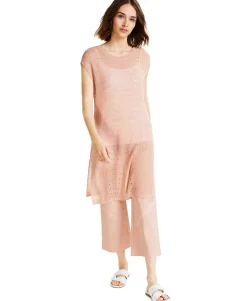 Women's Open-Stitch Tunic Sweater