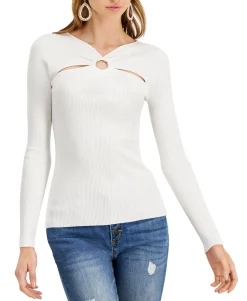 Women's O-Ring Cutout Ribbed Sweater