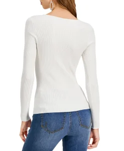 Women's O-Ring Cutout Ribbed Sweater
