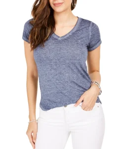 Women's Petite Burnout V-Neck T-Shirt