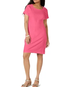 Women's Petite Button-Shoulder Shirtdress