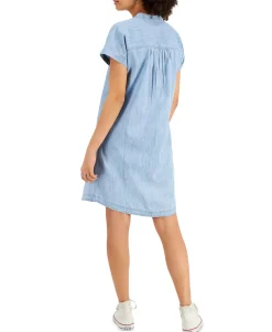 Women's Petite Chambray Shirtdress
