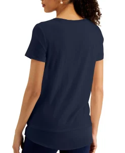 Women's Petite Chiffon-Trim Top