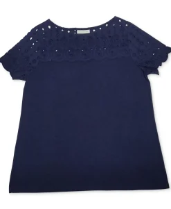 Women's Petite Cotton Eyelet Top