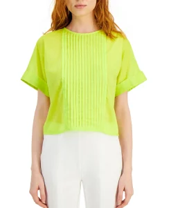 Women's Petite Cotton Pintuck Top