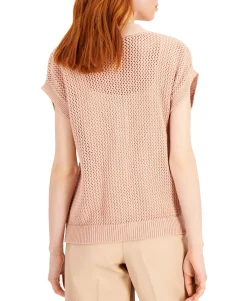 Women's Petite Cotton Short-Sleeve Cardigan