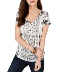 Women's Petite Crochet-Trim Top