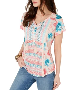 Women's Petite Crochet-Trim Top