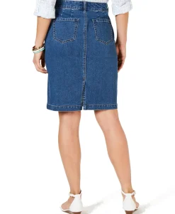 Women's Petite Denim Tummy-Control Skirt