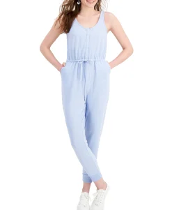 Women's Petite Drawstring-Waist Jumpsuit