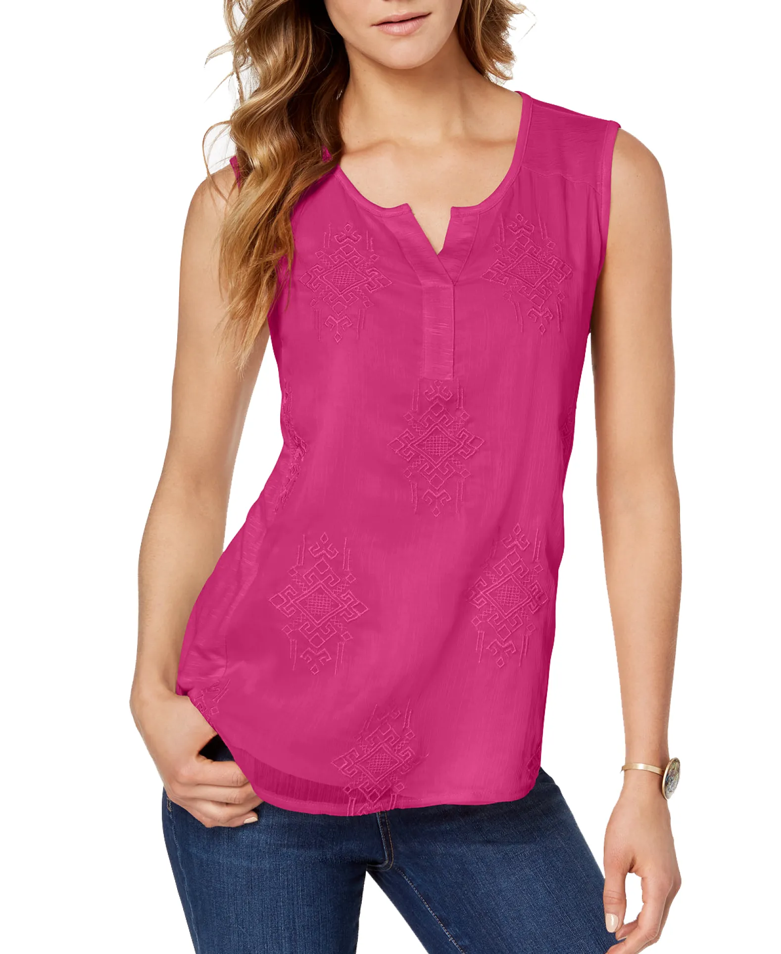 Women's Petite Embroidered Top