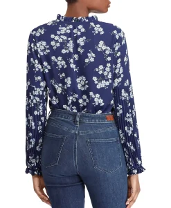 Women's Petite Floral-Print Georgette Top