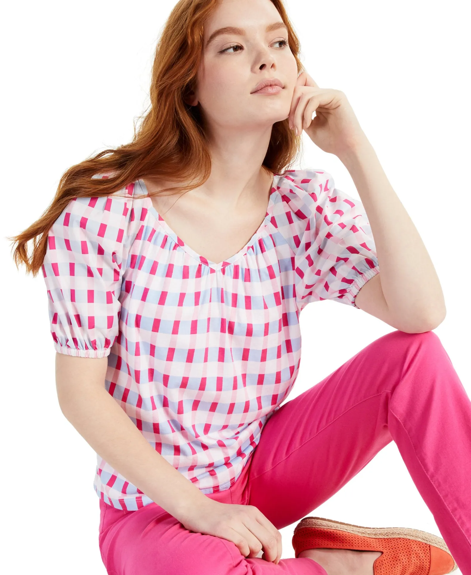Women's Petite Gingham Top