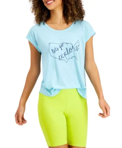 Women's Petite Graphic-Print Cuffed T-Shirt