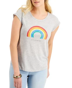Women's Petite Graphic-Print Scoop-Neck T-Shirt