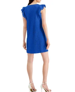 Women's Petite Lace Pom-Pom Dress