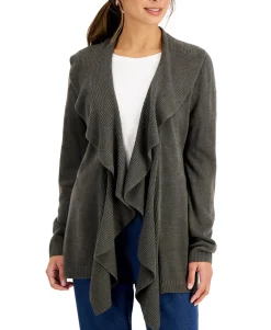 Women's Petite Luxsoft Ruffled Cardigan