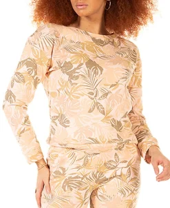 Women's Petite Palm-Print Pullover Top