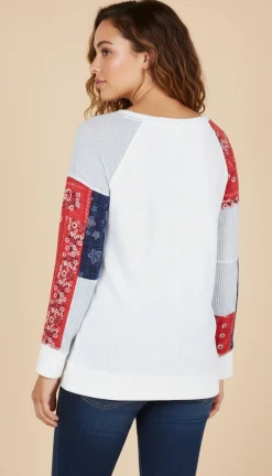 Women's Petite Patchwork Sweatshirt