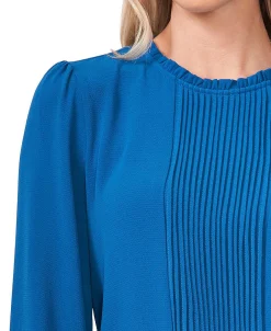 Women's Petite Pleated Smocked-Cuff Top