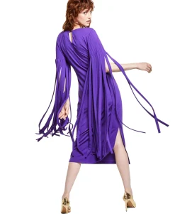 Women's Petite Ponté-Knit Fringed Dress