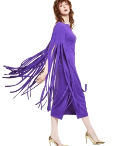 Women's Petite Ponté-Knit Fringed Dress