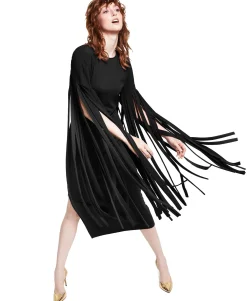 Women's Petite Ponté-Knit Fringed Dress