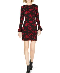 Women's Petite Printed Flounce-Sleeve Shift Dress