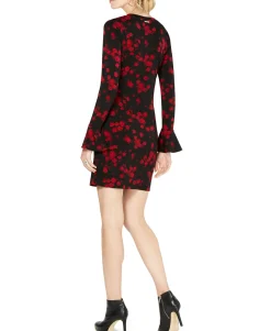 Women's Petite Printed Flounce-Sleeve Shift Dress