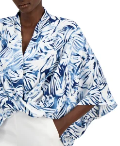 Women's Petite Printed Oversized Blouse