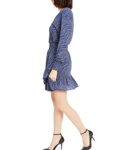 Women's Petite Printed Ruffled Wrap Dress