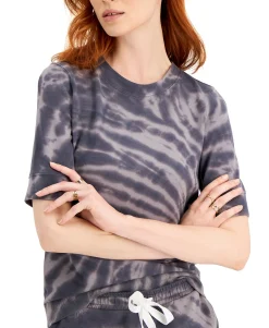 Women's Petite Printed Short Sleeve Sweatshirt
