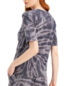 Women's Petite Printed Short Sleeve Sweatshirt