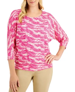 Women's Petite Printed 3/4-Sleeve Top