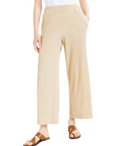 Women's Petite Ribbed Wide-Leg Pants