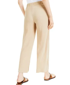 Women's Petite Ribbed Wide-Leg Pants