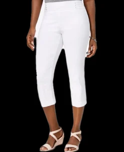 Women's Petite Rivet-Detail Tummy Control Capri Pants