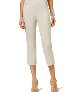 Women's Petite Rivet-Detail Tummy Control Capri Pants