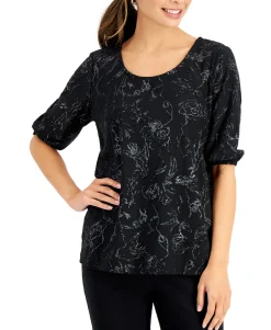 Women's Petite Shine Jacquard Top
