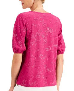 Women's Petite Shine Jacquard Top
