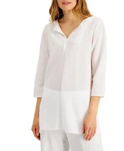 Women's Petite Split-Neck Tunic