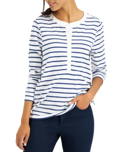 Women's Petite Striped Button Down Shirt