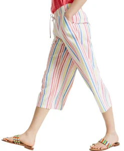 Women's Petite Striped Gauze Pants