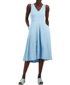 Women's Petite V-Neck Midi Dress