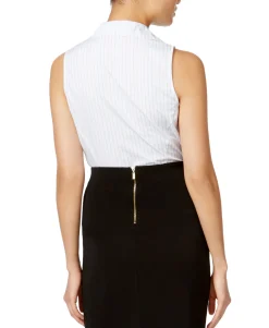 Women's Pinstriped Shirt Bodysuit