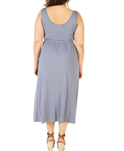 Women's Plus Banded-Waist Knit Midi Dress