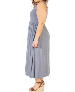 Women's Plus Banded-Waist Knit Midi Dress