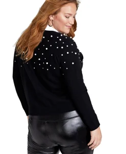 Women's Plus Beaded Cashmere Cardigan