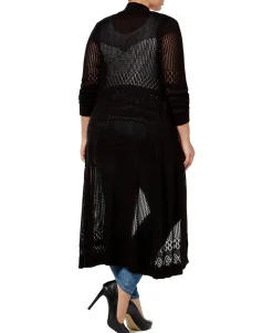 Women's Plus Belldini Pointelle-Stitch Duster Cardigan