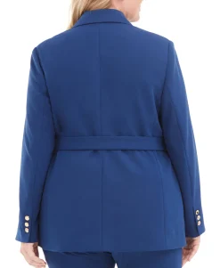 Women's Plus Belted Peak-Lapel Blazer
